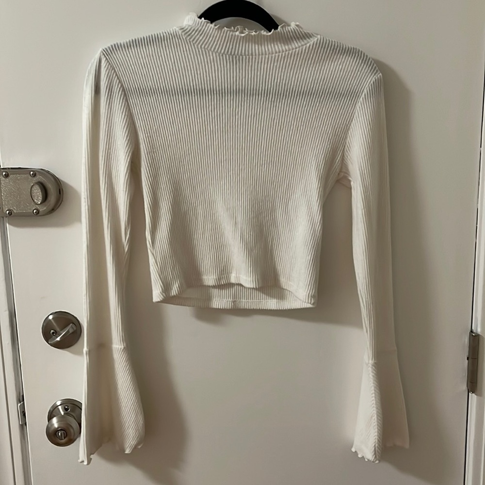 cropped bell sleeve sweater